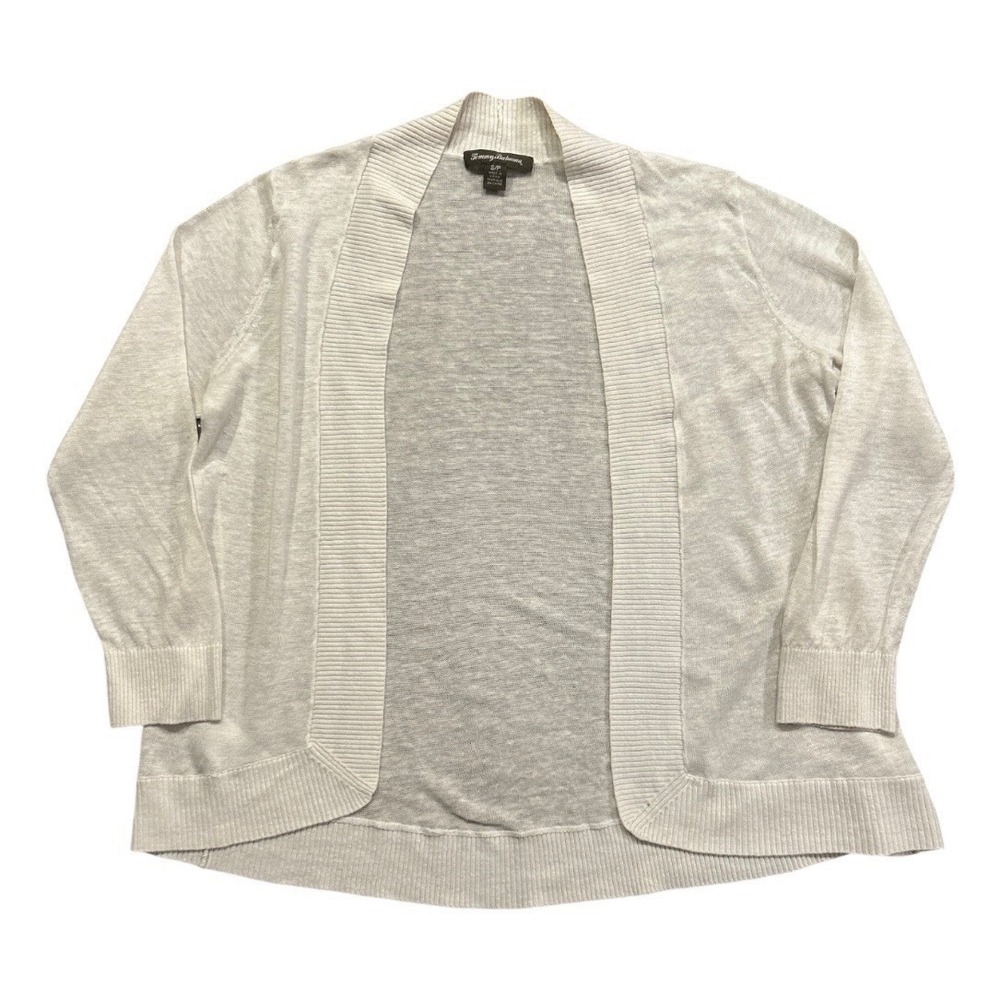 Tommy Bahama Size Small Ivory/ Off White Lea Open 100% Linen Cardigan Open Front - Picture 3 of 8
